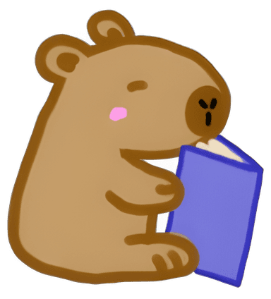 A capybara reading a book